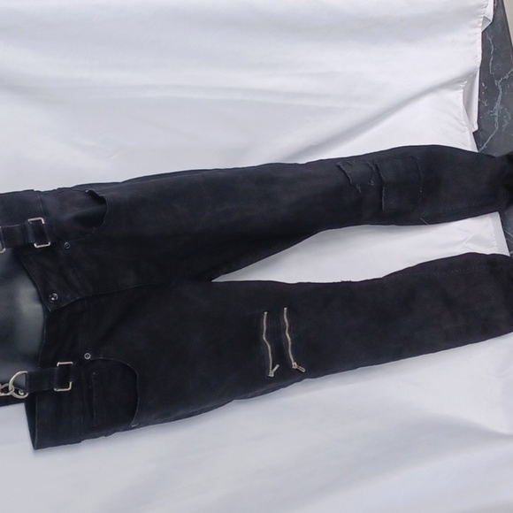 HT Denim Jeans, Hi-Rise Black Super skinny With Suspenders, EUC, Sz 13 - Picture 2 of 6